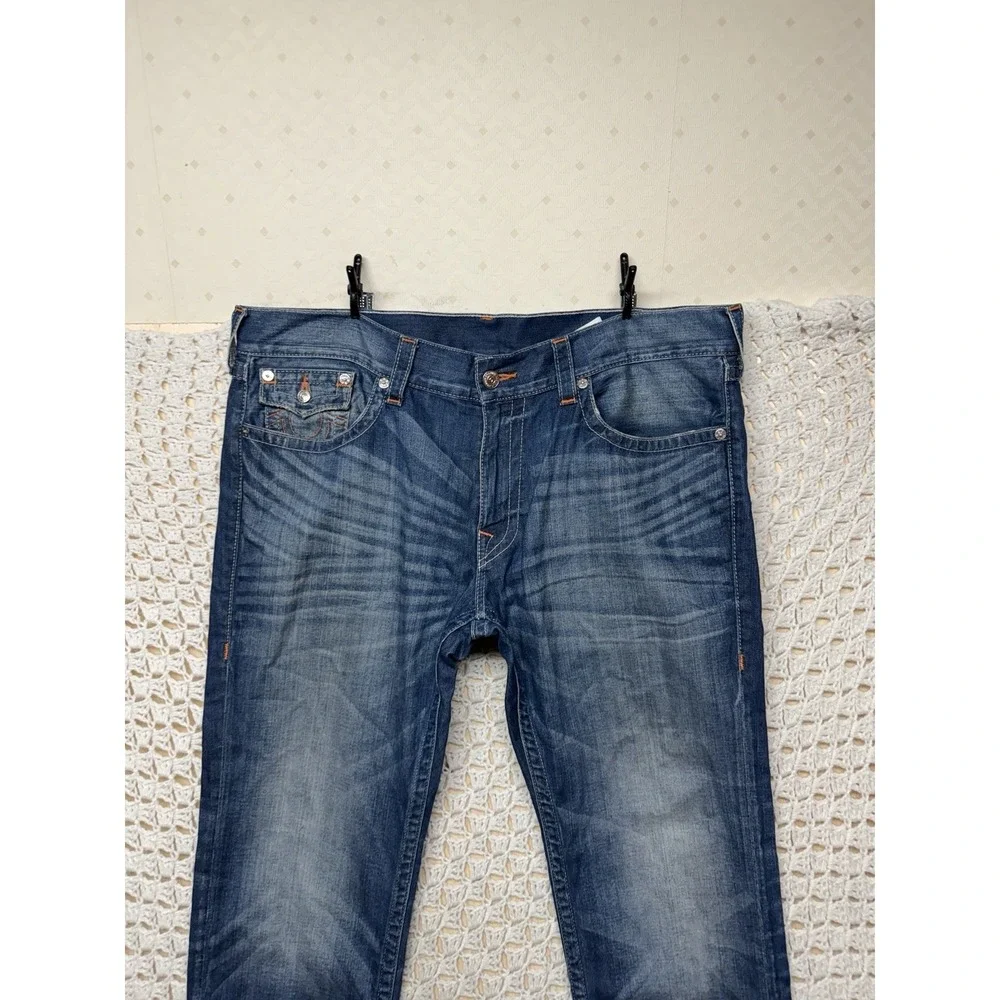 True Religion‎ Jeans Mens Tag 40 Fits W42 L33 Blue Denim Skinny Flap Mesh